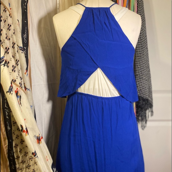 Madewell Blue Crepe Flutter Overlay Maxi Dress - Picture 9 of 13
